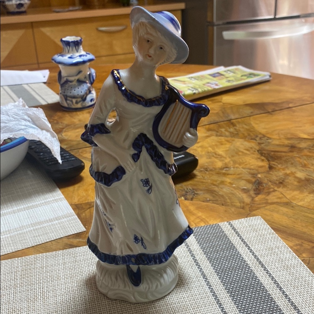 Elegant Blue and White Porcelain Figurine